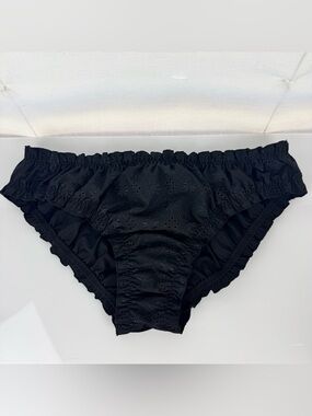 Paris Atelier & other stories SZ 8 women's bikini bottoms black ruffled eyelets
